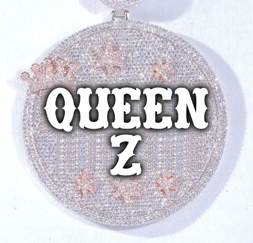 CUSTOM LETTER NECKLACE 3D BIG CROWN DISC sold by The GUU Shop