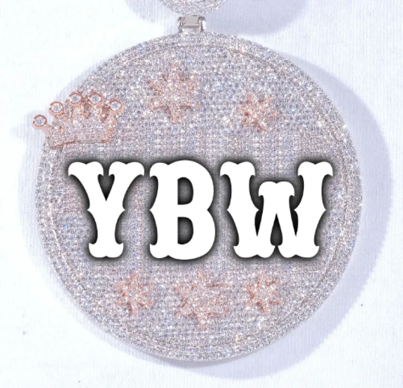 CUSTOM LETTER NECKLACE 3D BIG CROWN DISC sold by The GUU Shop