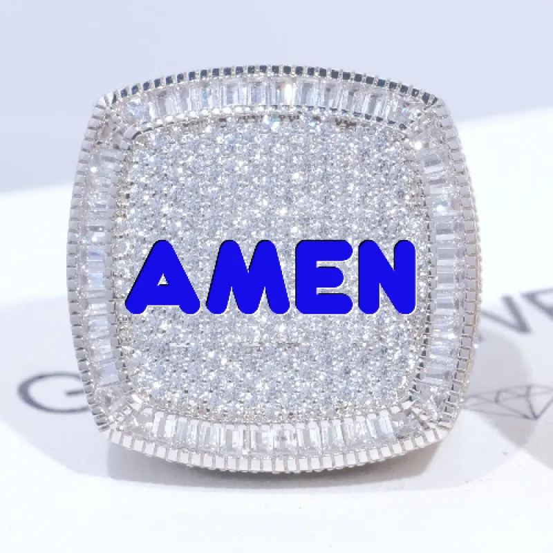 CUSTOM LETTER 3D ICED RING sold by The GUU Shop