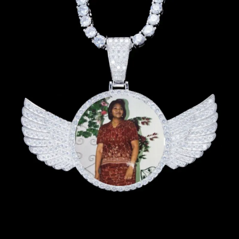 925S & VVS Moissanite 3D Wing Custom Picture Pendant sold by The GUU Shop