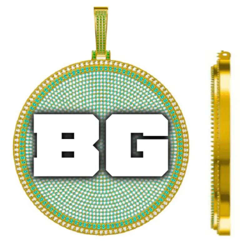 CUSTOM LETTER NECKLACE 3D BIG DISC sold by The GUU Shop