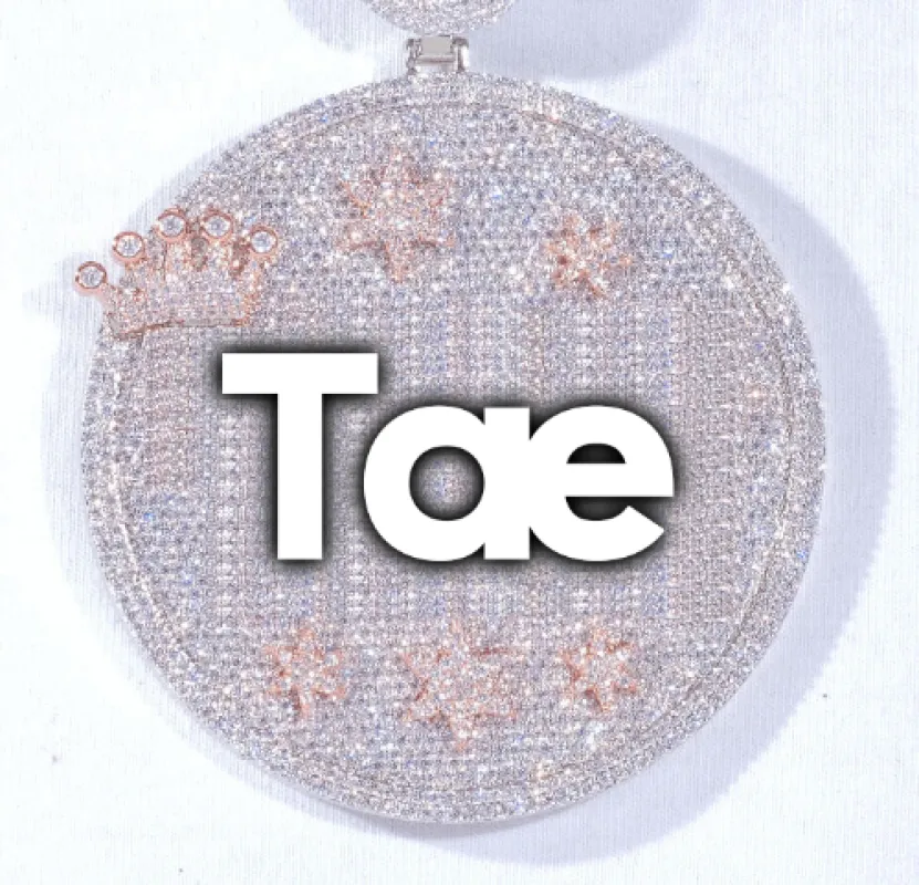 CUSTOM LETTER NECKLACE 3D BIG CROWN DISC sold by The GUU Shop