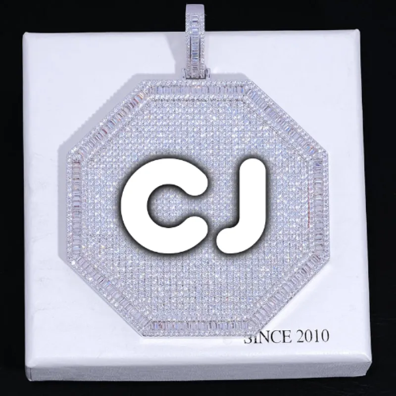 CUSTOM LETTER NECKLACE 3D BIG OCTAGON sold by The GUU Shop