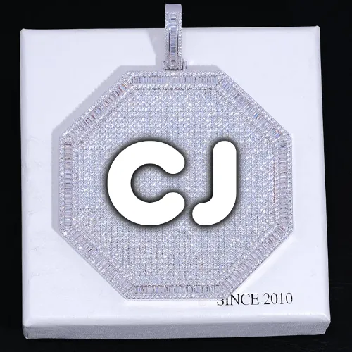 CUSTOM LETTER NECKLACE 3D BIG OCTAGON sold by The GUU Shop