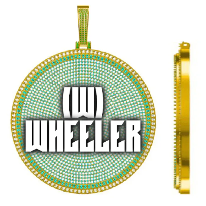 CUSTOM LETTER NECKLACE 3D BIG DISC sold by The GUU Shop