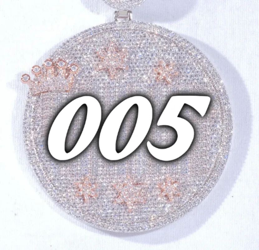 CUSTOM LETTER NECKLACE 3D BIG CROWN DISC sold by The GUU Shop