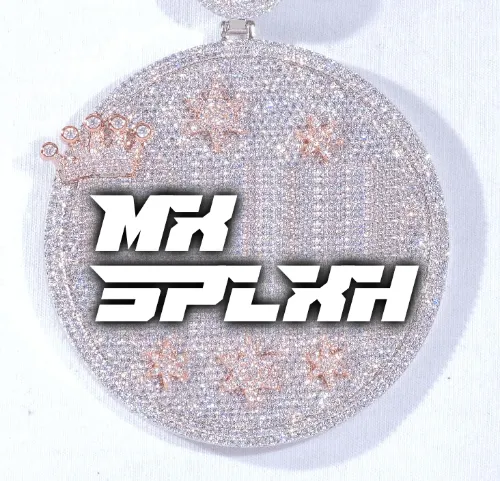 CUSTOM LETTER NECKLACE 3D BIG CROWN DISC sold by The GUU Shop