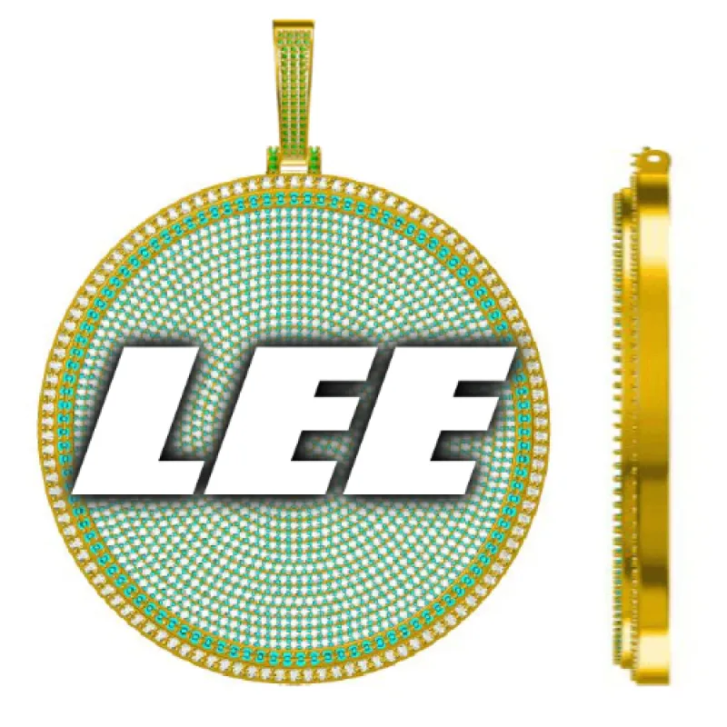 CUSTOM LETTER NECKLACE 3D BIG DISC sold by The GUU Shop