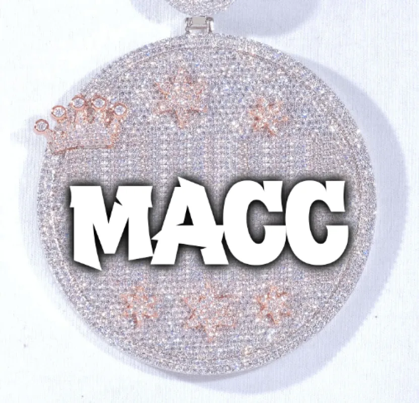 CUSTOM LETTER NECKLACE 3D BIG CROWN DISC sold by The GUU Shop