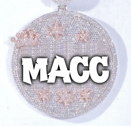 CUSTOM LETTER NECKLACE 3D BIG CROWN DISC sold by The GUU Shop