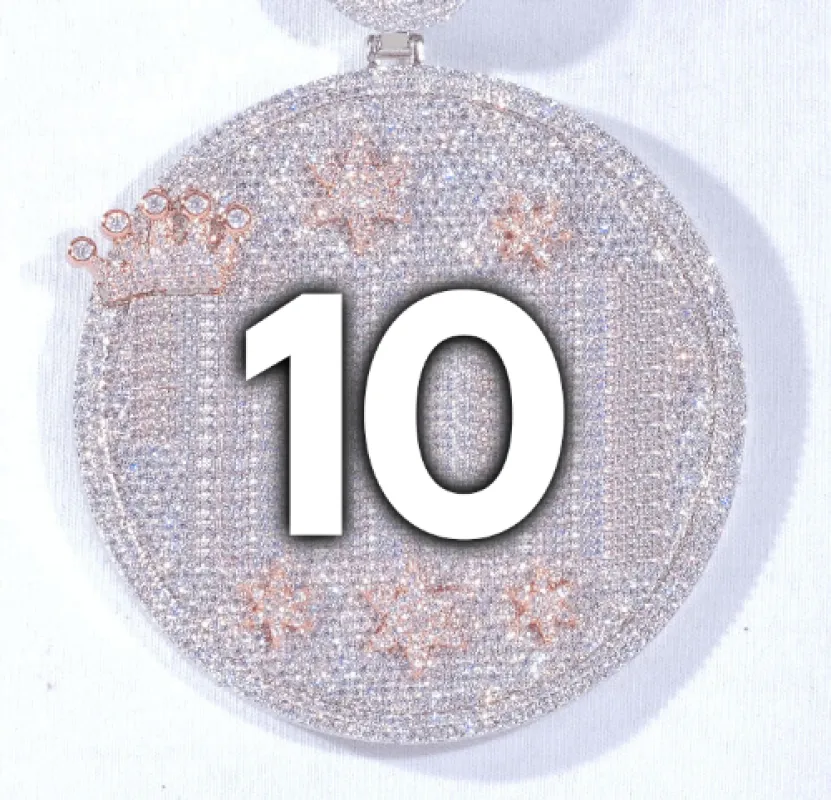 CUSTOM LETTER NECKLACE 3D BIG CROWN DISC sold by The GUU Shop