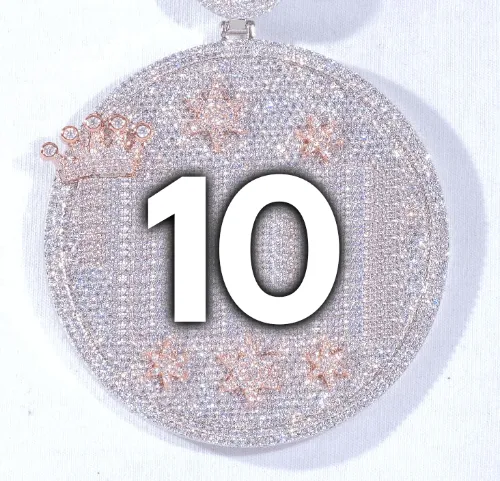 CUSTOM LETTER NECKLACE 3D BIG CROWN DISC sold by The GUU Shop