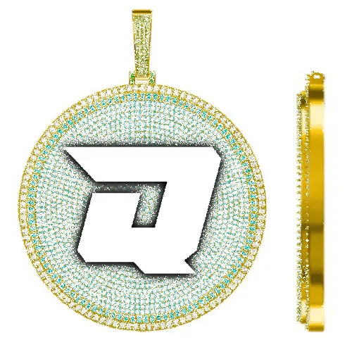 CUSTOM LETTER NECKLACE 3D BIG DISC sold by The GUU Shop