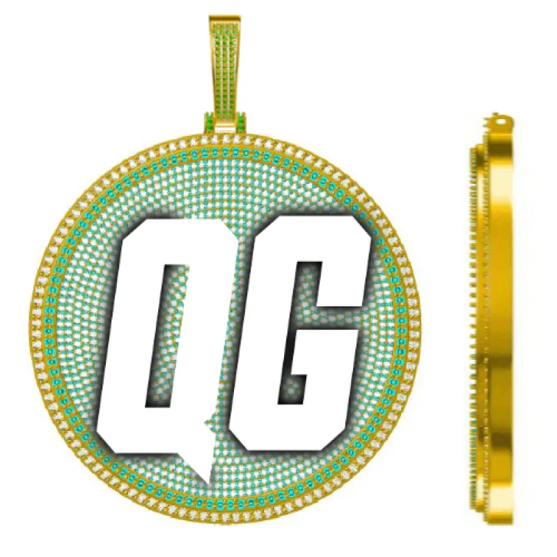 CUSTOM LETTER NECKLACE 3D BIG DISC sold by The GUU Shop