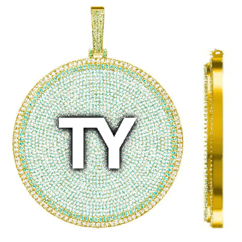 CUSTOM LETTER NECKLACE 3D BIG DISC sold by The GUU Shop