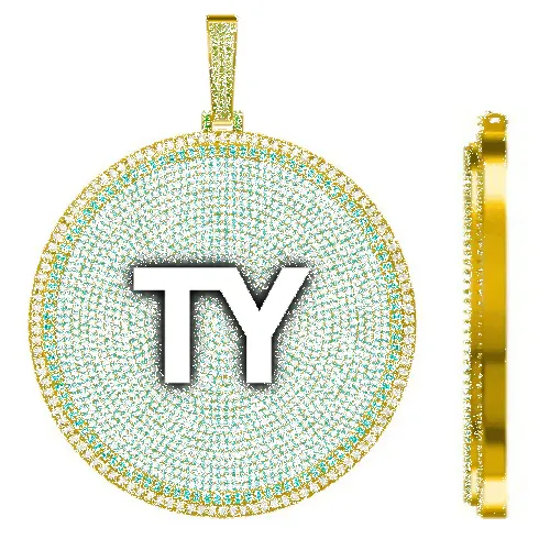 CUSTOM LETTER NECKLACE 3D BIG DISC sold by The GUU Shop