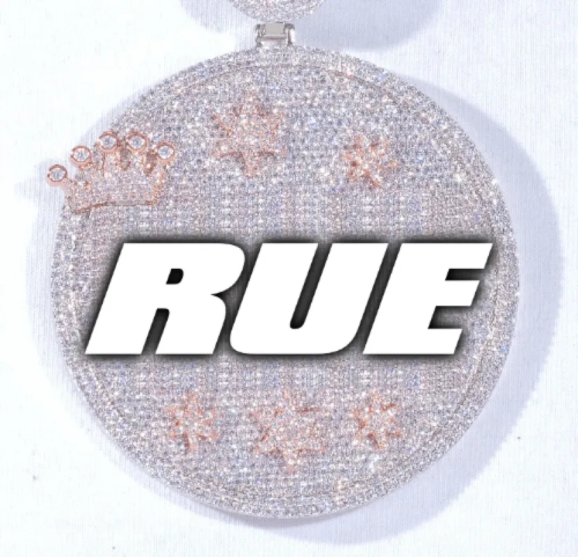 CUSTOM LETTER NECKLACE 3D BIG CROWN DISC sold by The GUU Shop