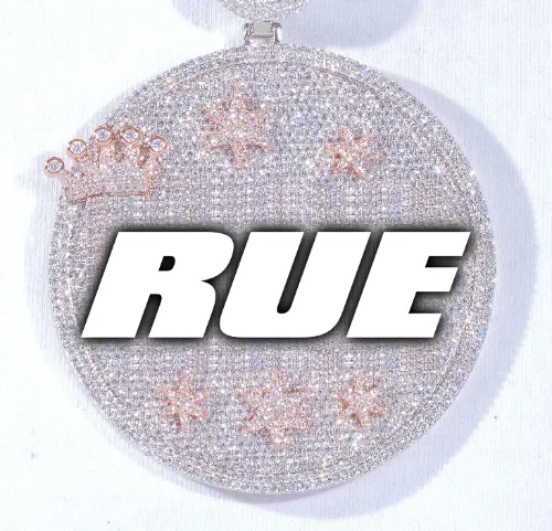 CUSTOM LETTER NECKLACE 3D BIG CROWN DISC sold by The GUU Shop