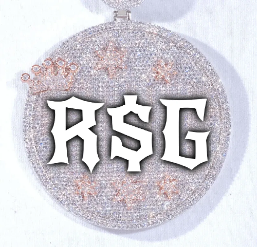 CUSTOM LETTER NECKLACE 3D BIG CROWN DISC sold by The GUU Shop