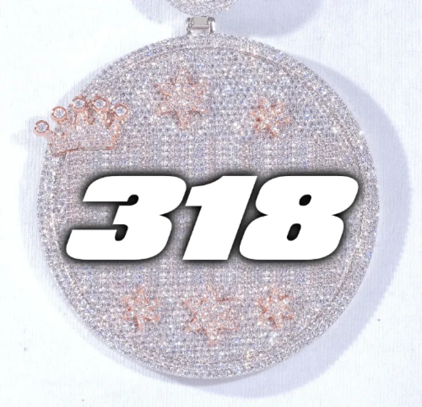 CUSTOM LETTER NECKLACE 3D BIG CROWN DISC sold by The GUU Shop