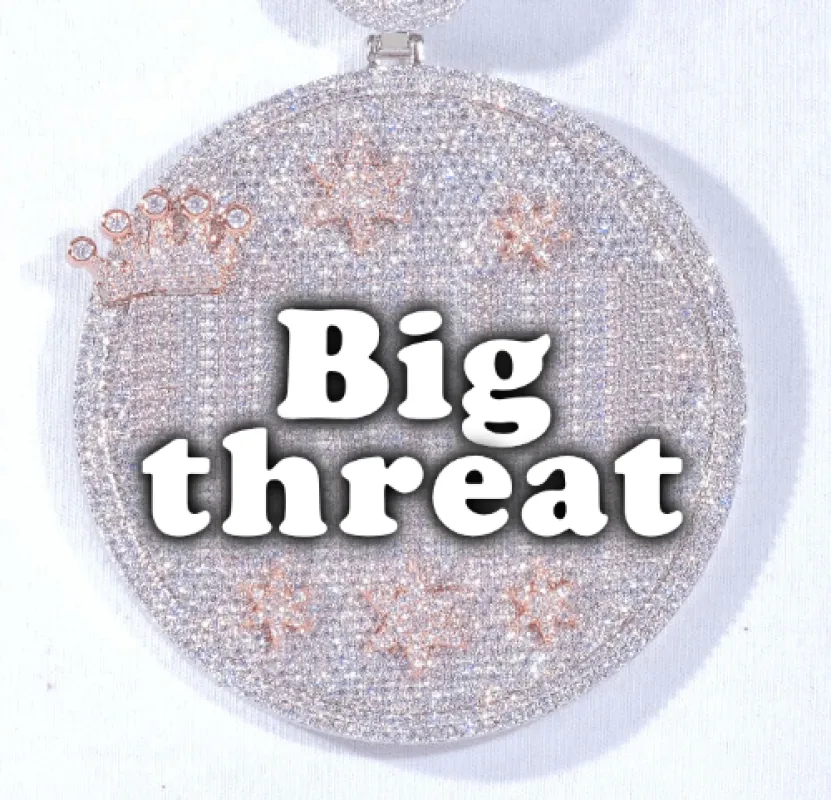 CUSTOM LETTER NECKLACE 3D BIG CROWN DISC sold by The GUU Shop