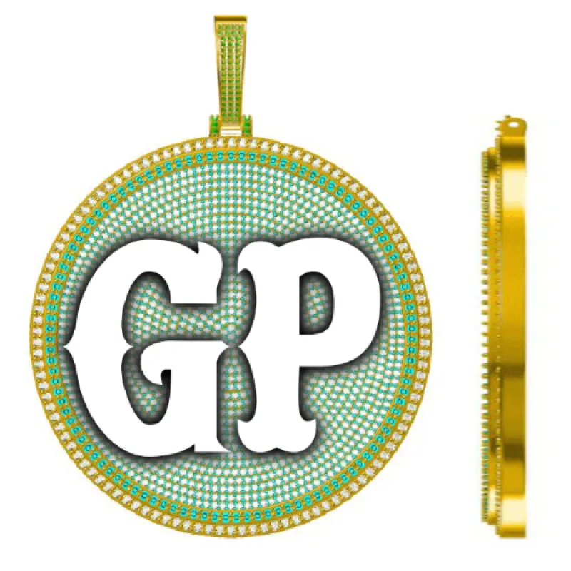 CUSTOM LETTER NECKLACE 3D BIG DISC sold by The GUU Shop