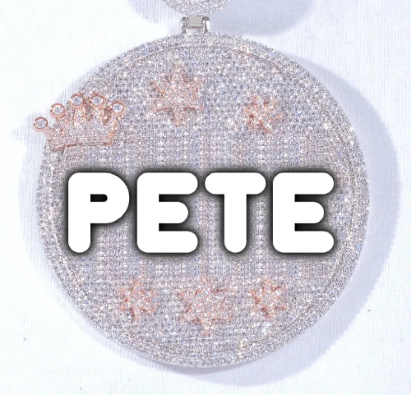 CUSTOM LETTER NECKLACE 3D BIG CROWN DISC sold by The GUU Shop