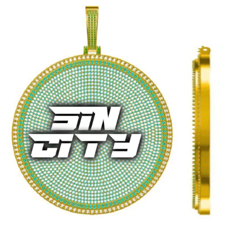 CUSTOM LETTER NECKLACE 3D BIG DISC sold by The GUU Shop