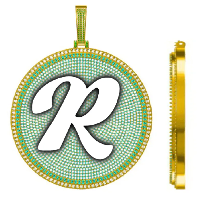 CUSTOM LETTER NECKLACE 3D BIG DISC sold by The GUU Shop