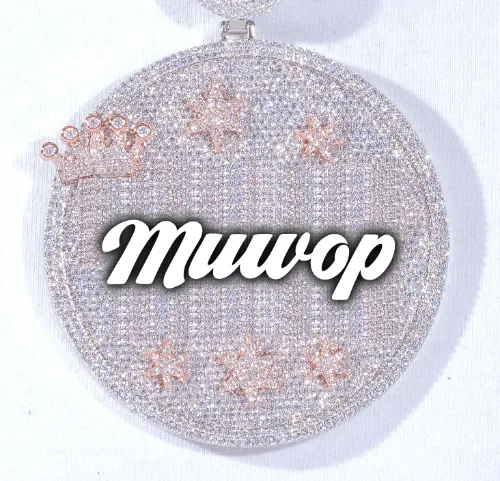 CUSTOM LETTER NECKLACE 3D BIG CROWN DISC sold by The GUU Shop