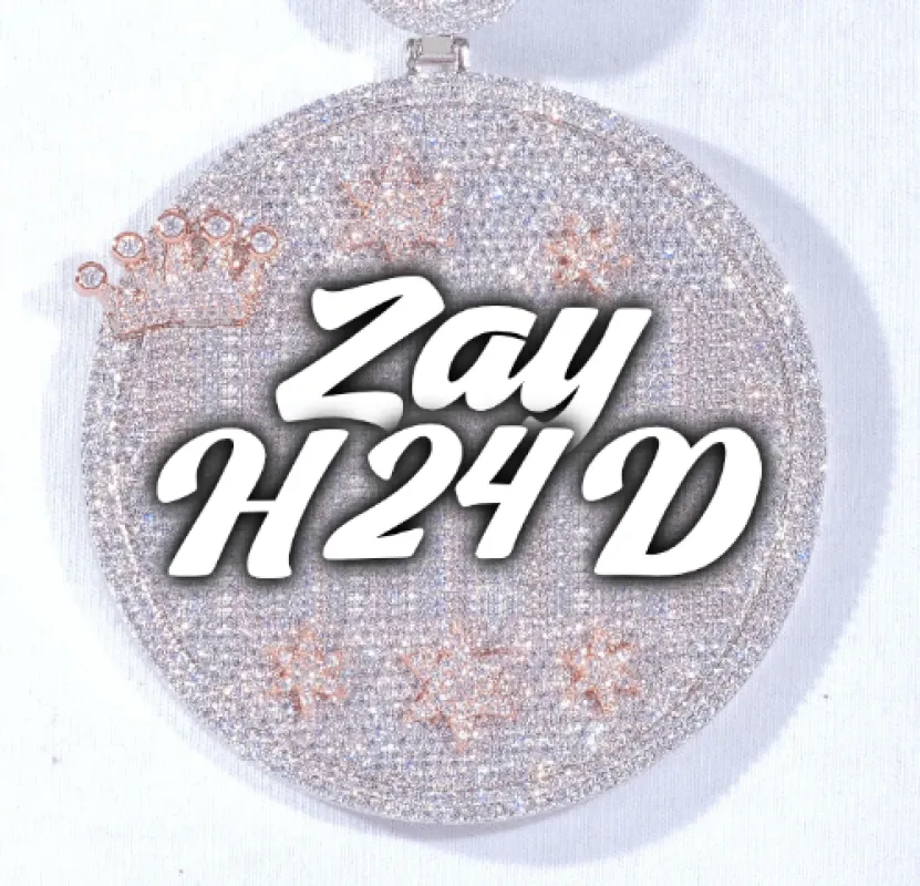 CUSTOM LETTER NECKLACE 3D BIG CROWN DISC made by The GUU Shop