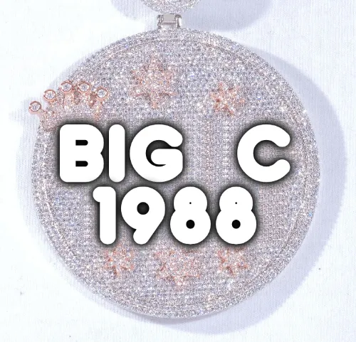 CUSTOM LETTER NECKLACE 3D BIG CROWN DISC sold by The GUU Shop