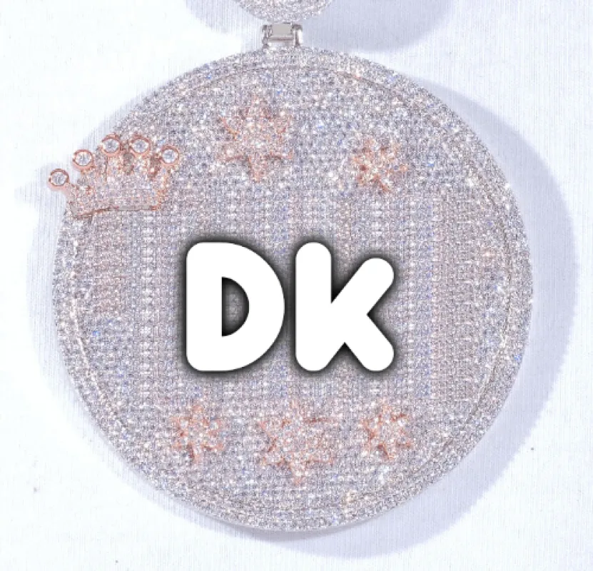 CUSTOM LETTER NECKLACE 3D BIG CROWN DISC sold by The GUU Shop