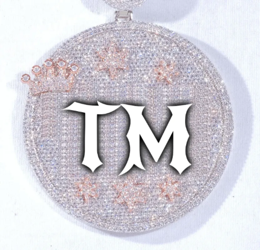 CUSTOM LETTER NECKLACE 3D BIG CROWN DISC sold by The GUU Shop