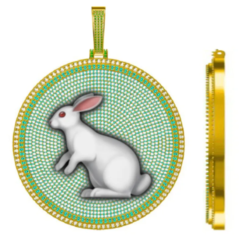 CUSTOM LETTER NECKLACE 3D BIG DISC sold by The GUU Shop