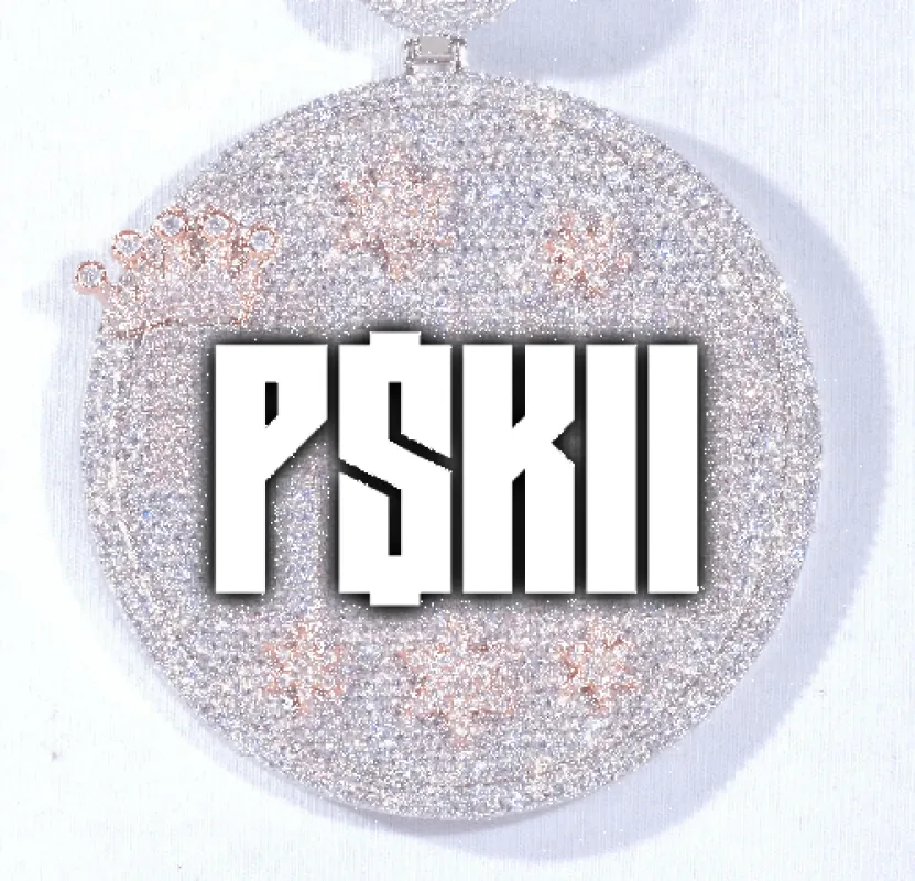 CUSTOM LETTER NECKLACE 3D BIG CROWN DISC sold by The GUU Shop