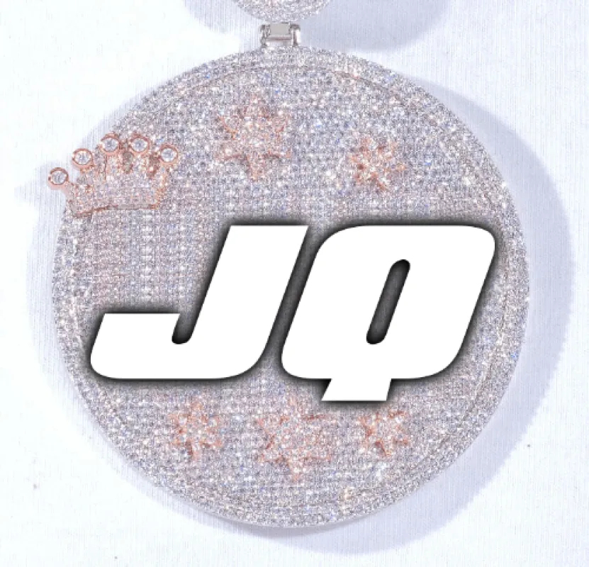 CUSTOM LETTER NECKLACE 3D BIG CROWN DISC sold by The GUU Shop