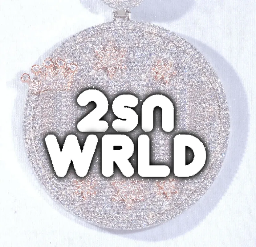 CUSTOM LETTER NECKLACE 3D BIG CROWN DISC sold by The GUU Shop