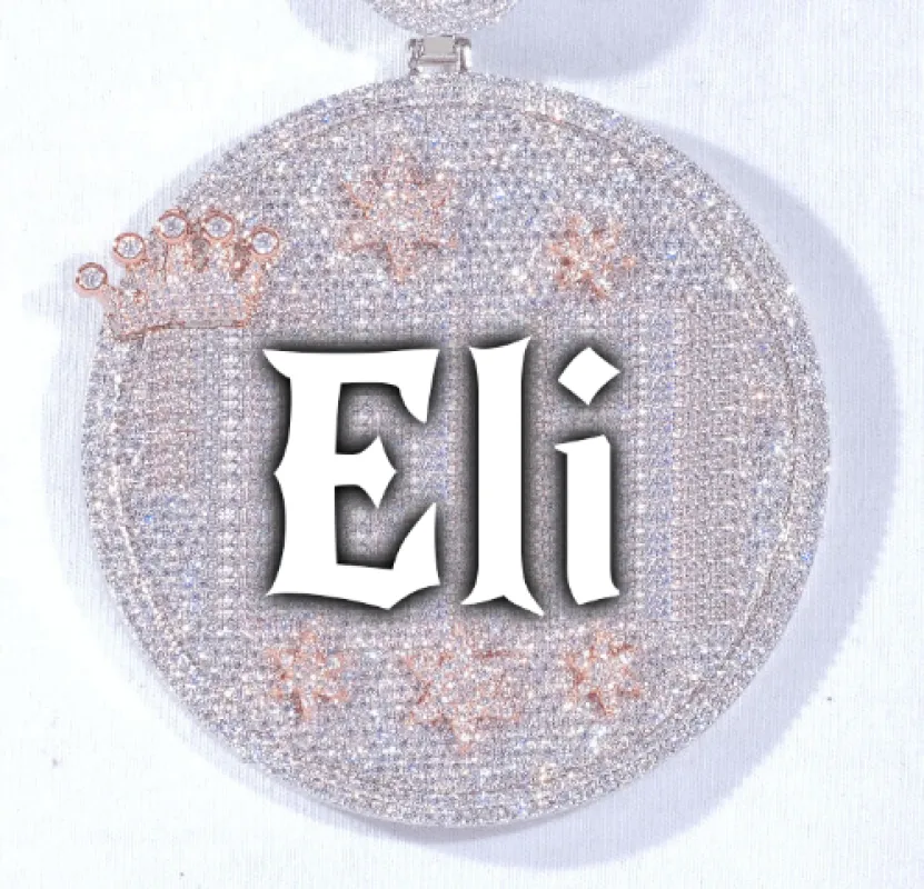 CUSTOM LETTER NECKLACE 3D BIG CROWN DISC sold by The GUU Shop