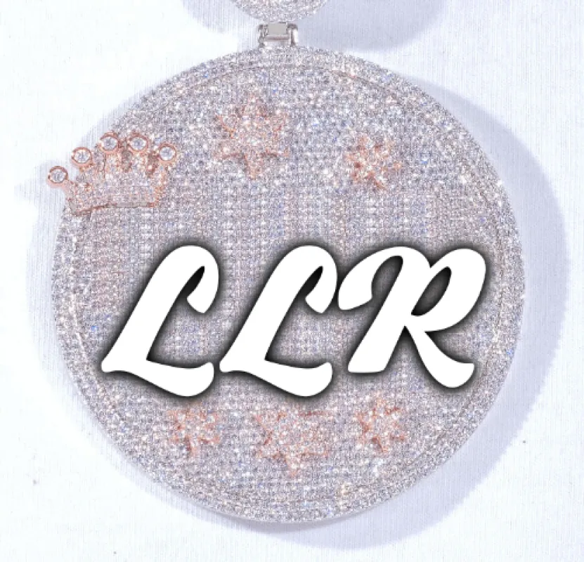 CUSTOM LETTER NECKLACE 3D BIG CROWN DISC sold by The GUU Shop