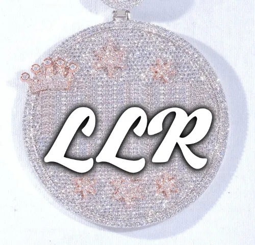 CUSTOM LETTER NECKLACE 3D BIG CROWN DISC sold by The GUU Shop