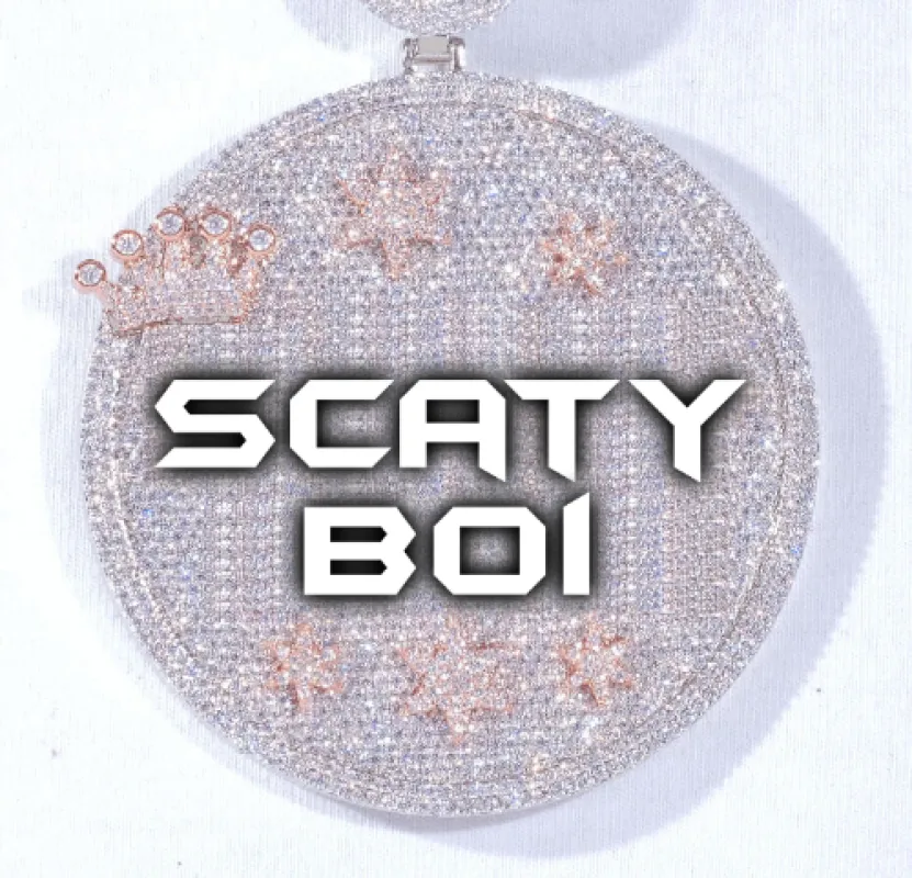 CUSTOM LETTER NECKLACE 3D BIG CROWN DISC sold by The GUU Shop