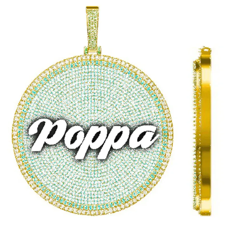 CUSTOM LETTER NECKLACE 3D BIG DISC sold by The GUU Shop