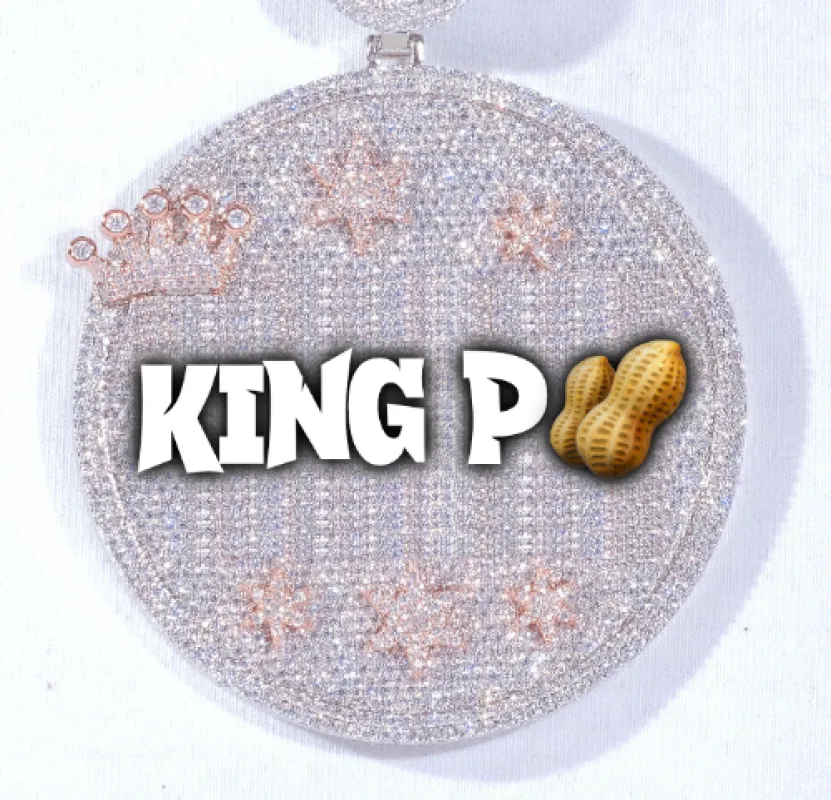 CUSTOM LETTER NECKLACE 3D BIG CROWN DISC sold by The GUU Shop