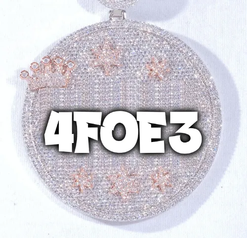 CUSTOM LETTER NECKLACE 3D BIG CROWN DISC sold by The GUU Shop