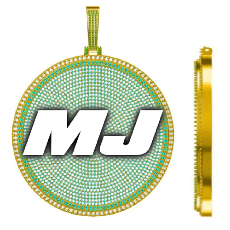 CUSTOM LETTER NECKLACE 3D BIG DISC sold by The GUU Shop