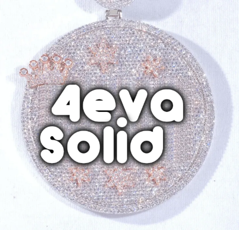 CUSTOM LETTER NECKLACE 3D BIG CROWN DISC sold by The GUU Shop