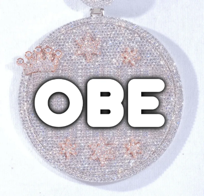 CUSTOM LETTER NECKLACE 3D BIG CROWN DISC sold by The GUU Shop