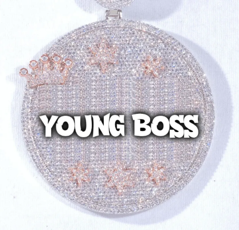 CUSTOM LETTER NECKLACE 3D BIG CROWN DISC sold by The GUU Shop