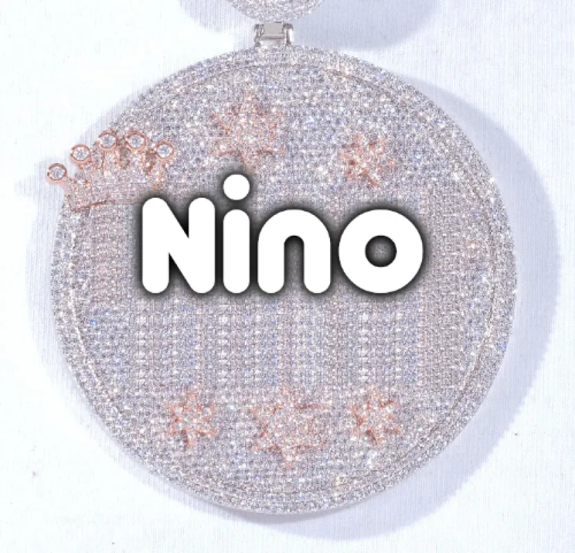 CUSTOM LETTER NECKLACE 3D BIG CROWN DISC sold by The GUU Shop